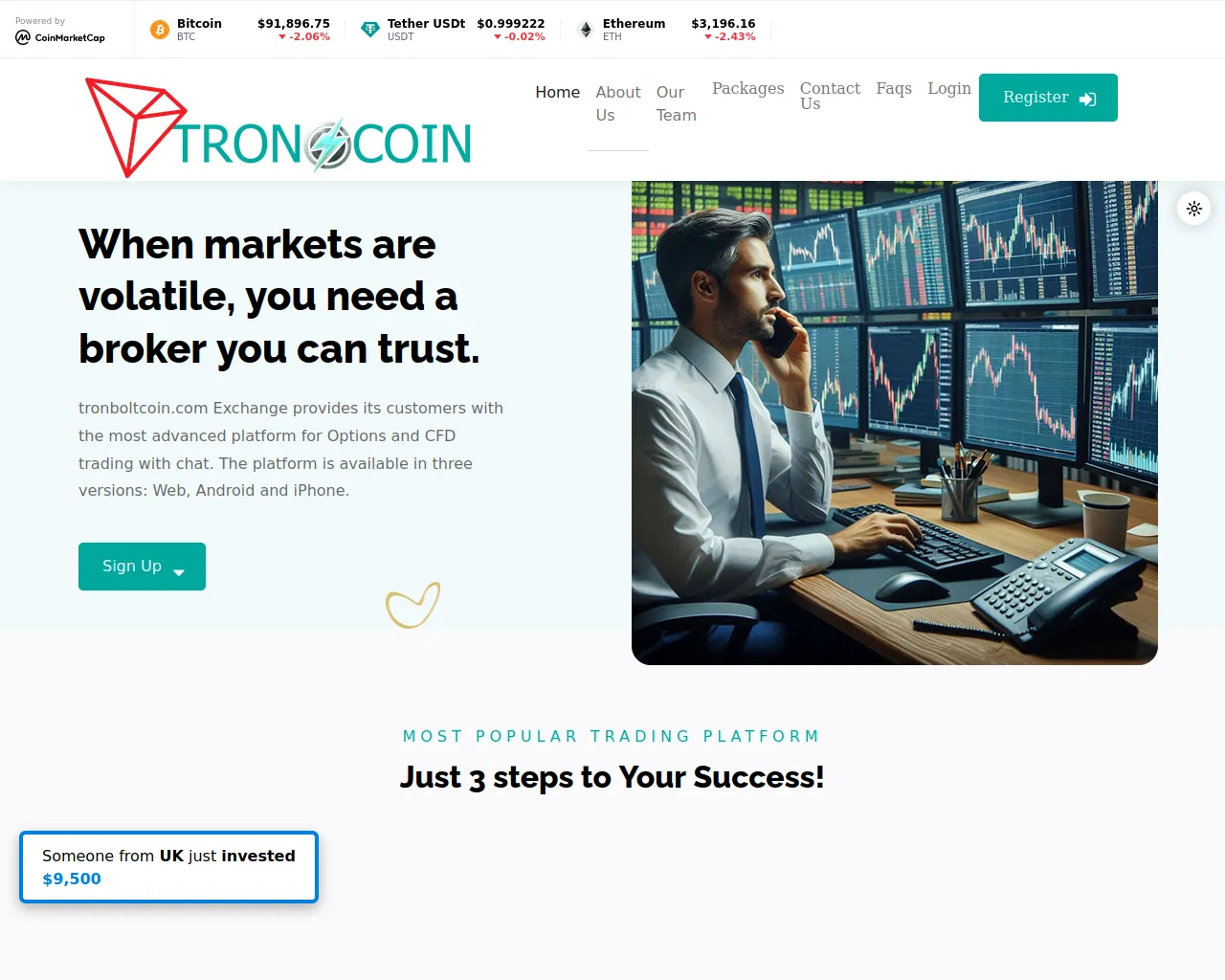 Screenshot of tronboltcoin.com