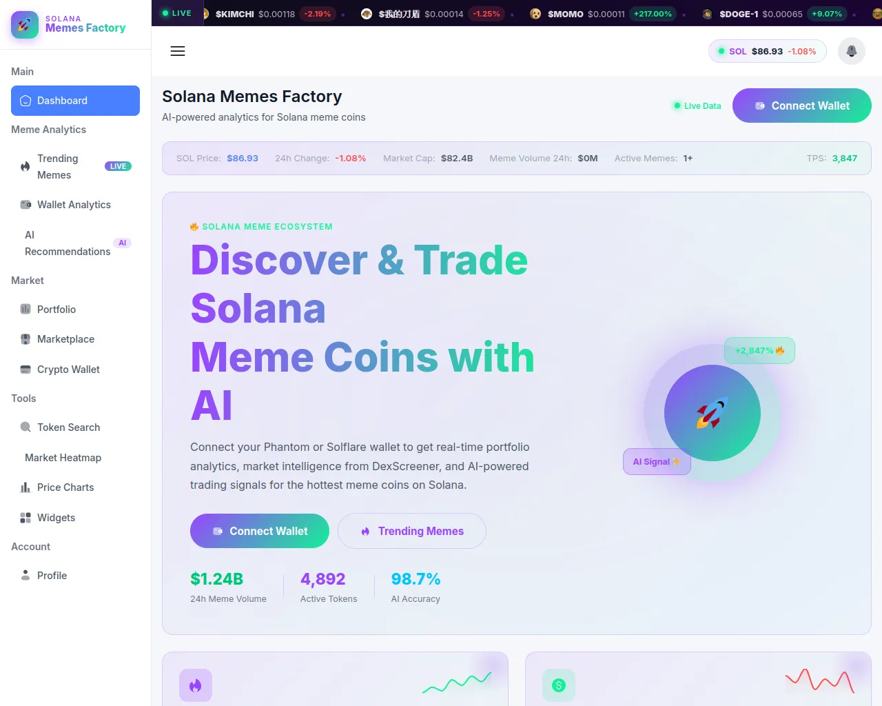 Screenshot of solana-memes-factory.live