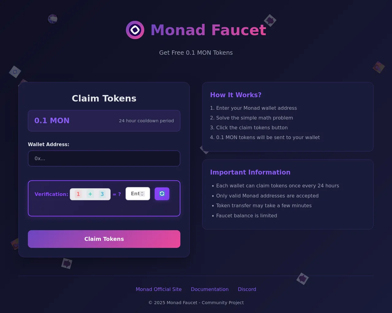 Screenshot of monadfaucet.com