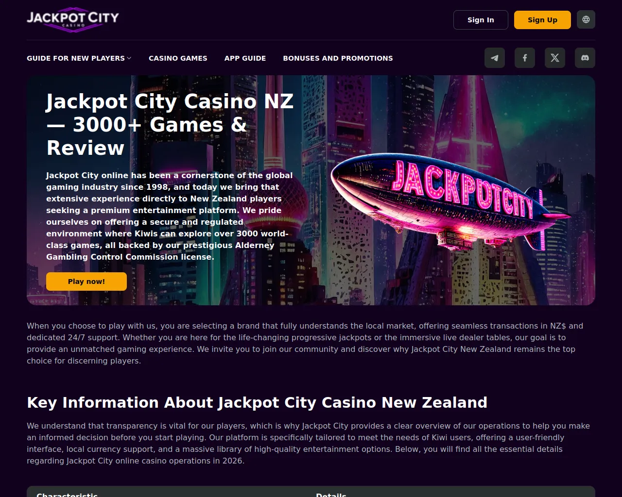 Screenshot of jackpotcity-nz777.com