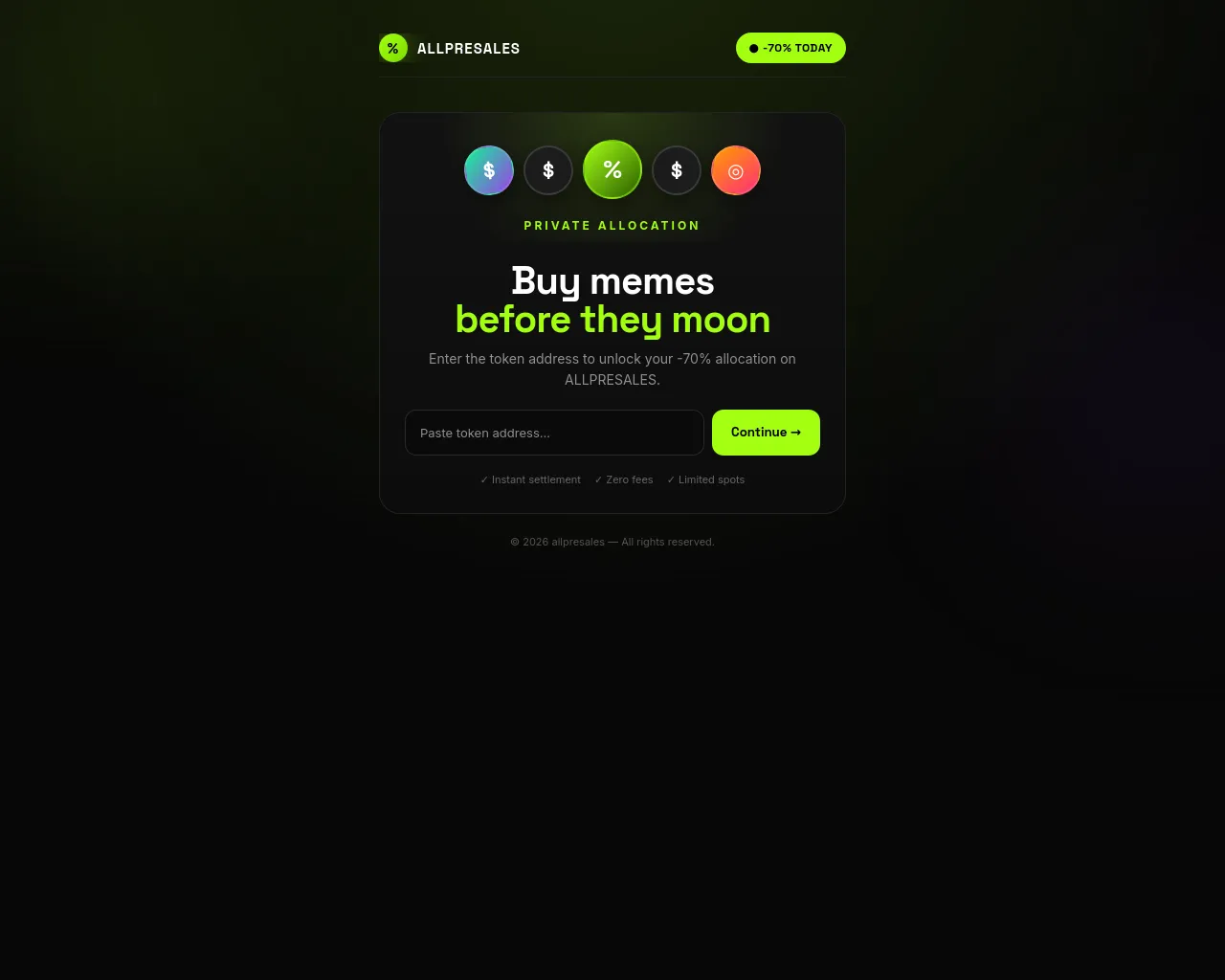 Screenshot of allpresales.live