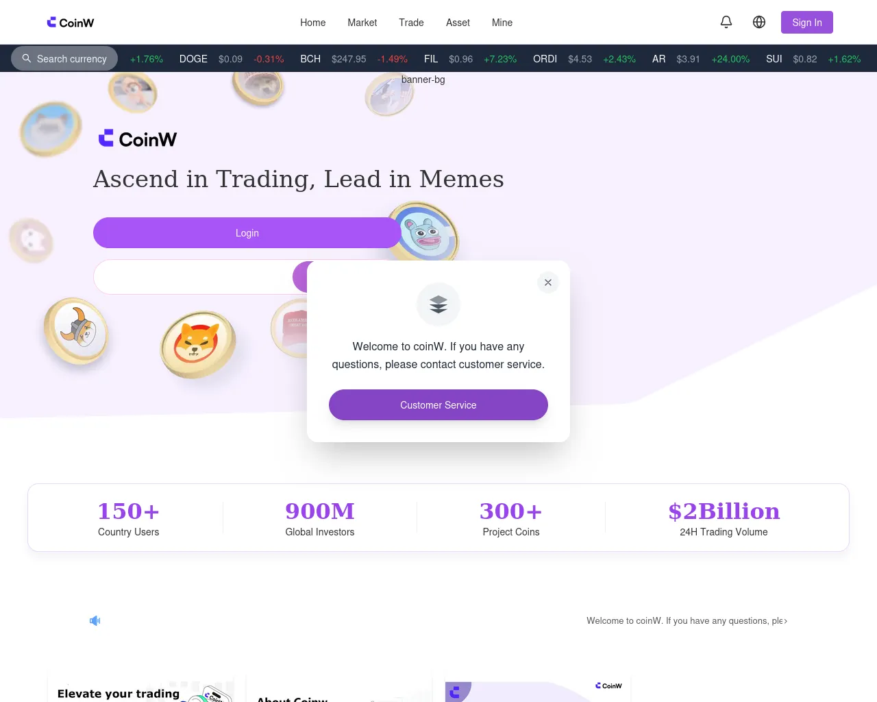 Screenshot of coinw.dog
