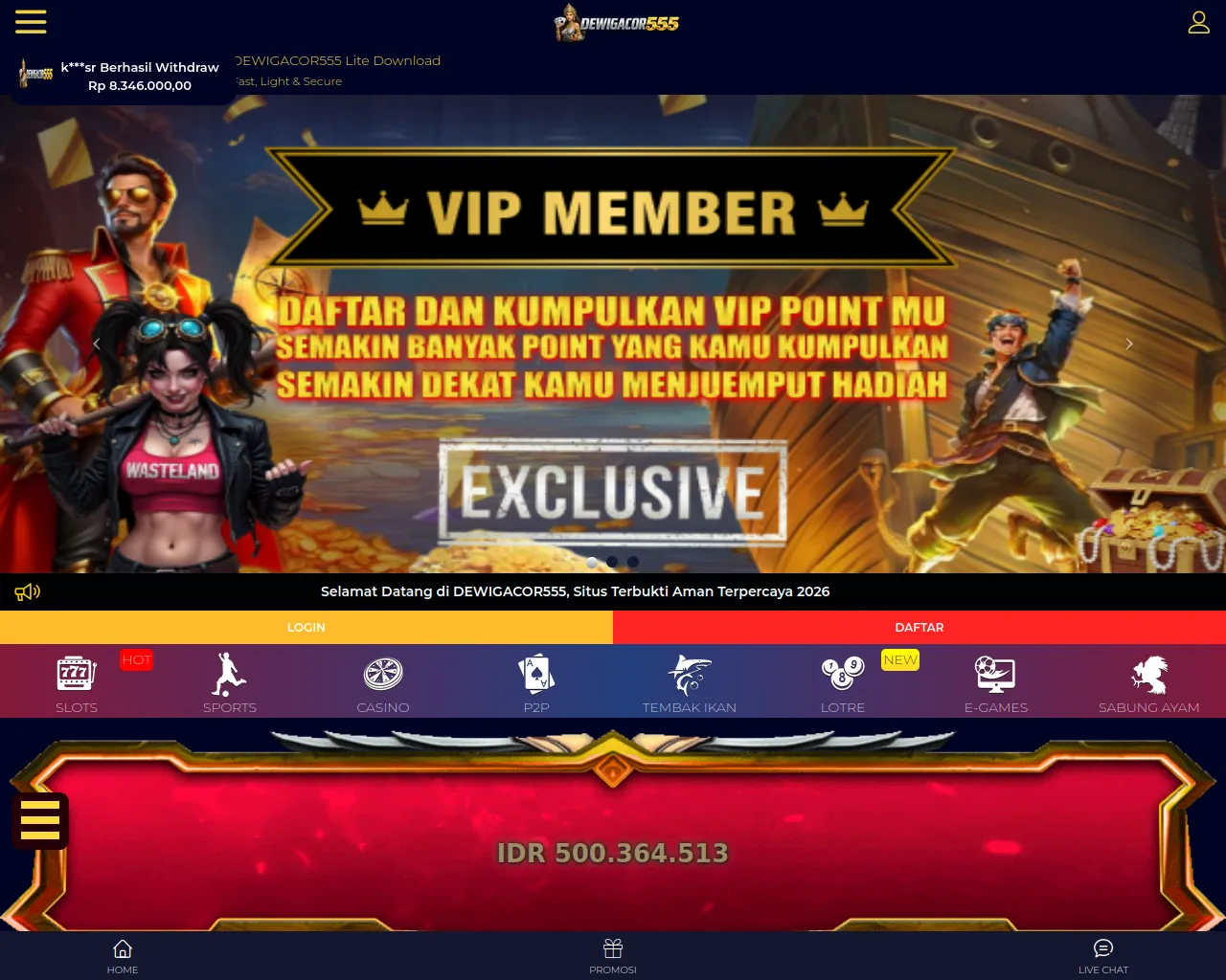 Screenshot of dewigacor555.shop