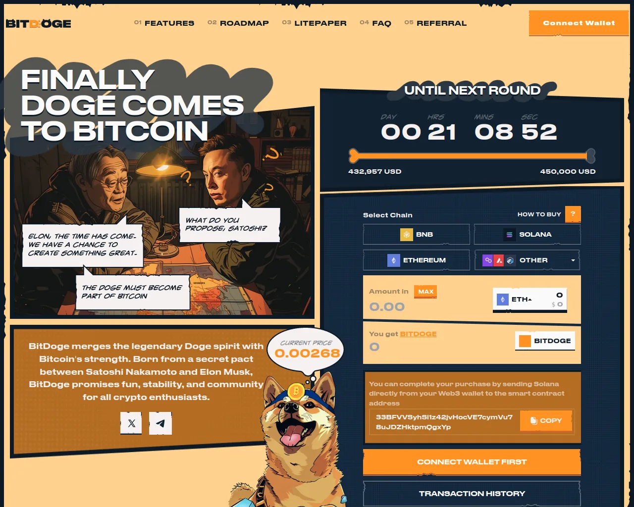 Screenshot of bitdoge-sol.pages.dev