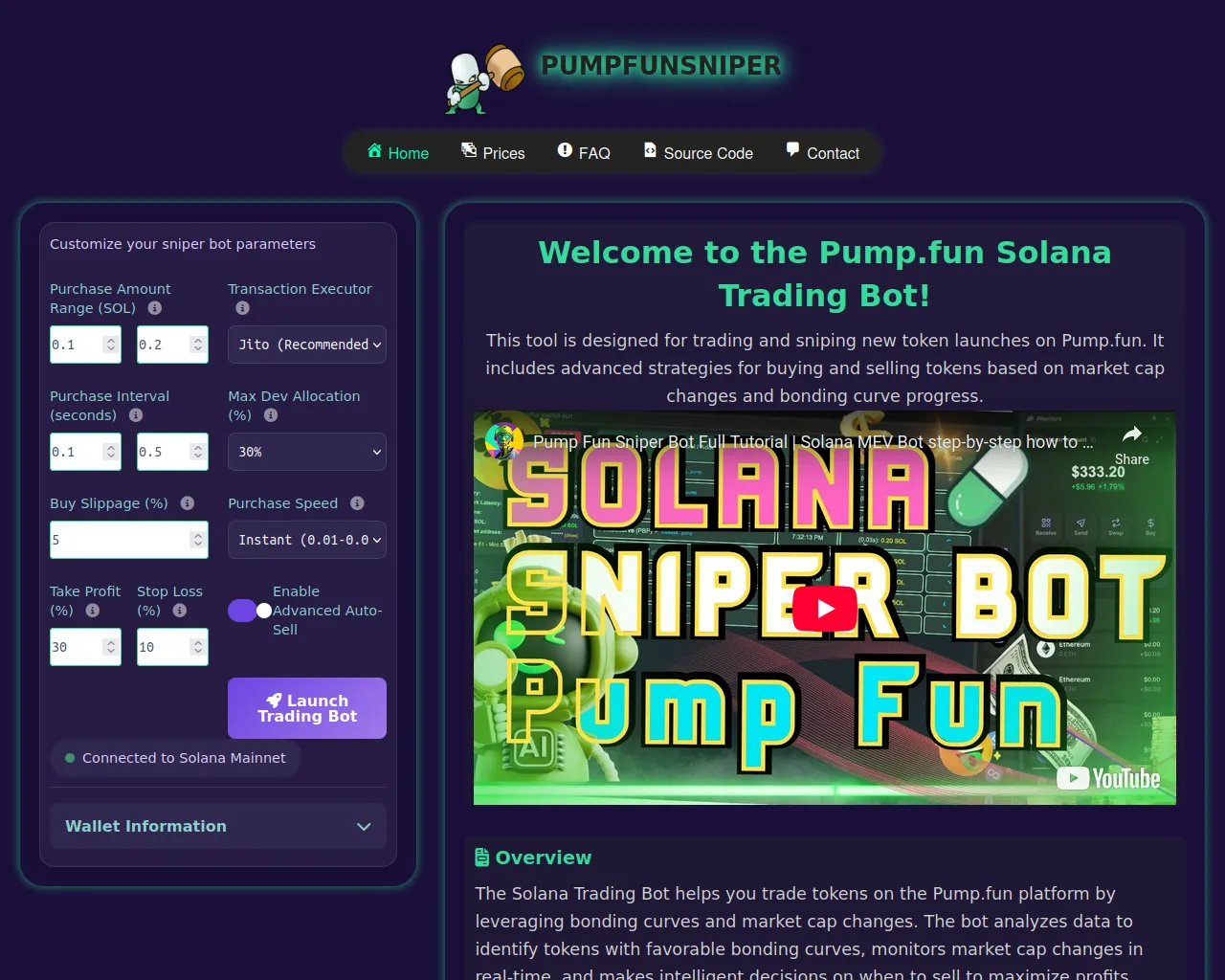 Screenshot of pumpfunsniperbot.fun