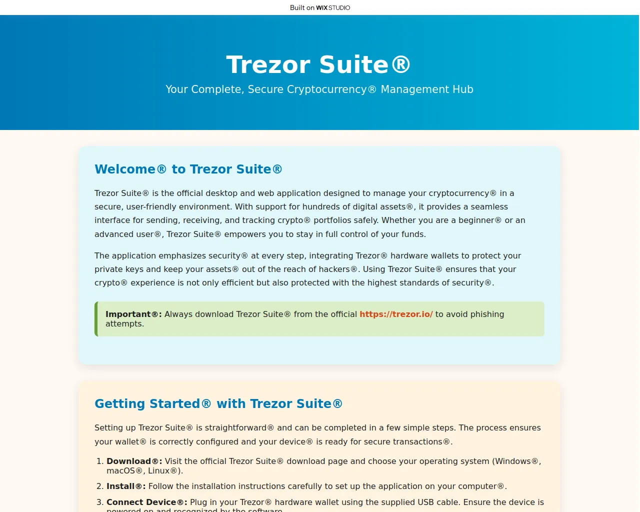 Screenshot of trezzoiosuite.wixstudio.com