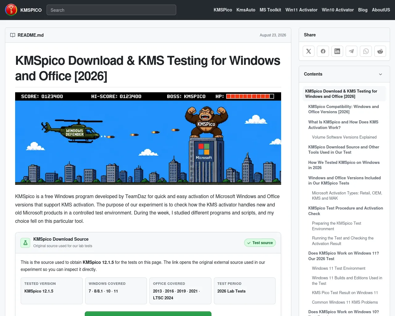 Screenshot of official-kmspico.blog