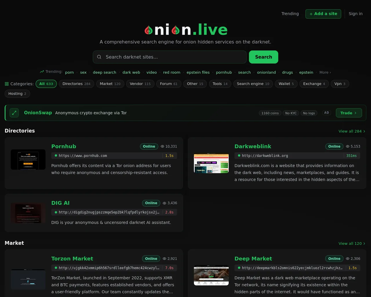 Screenshot of onion.live