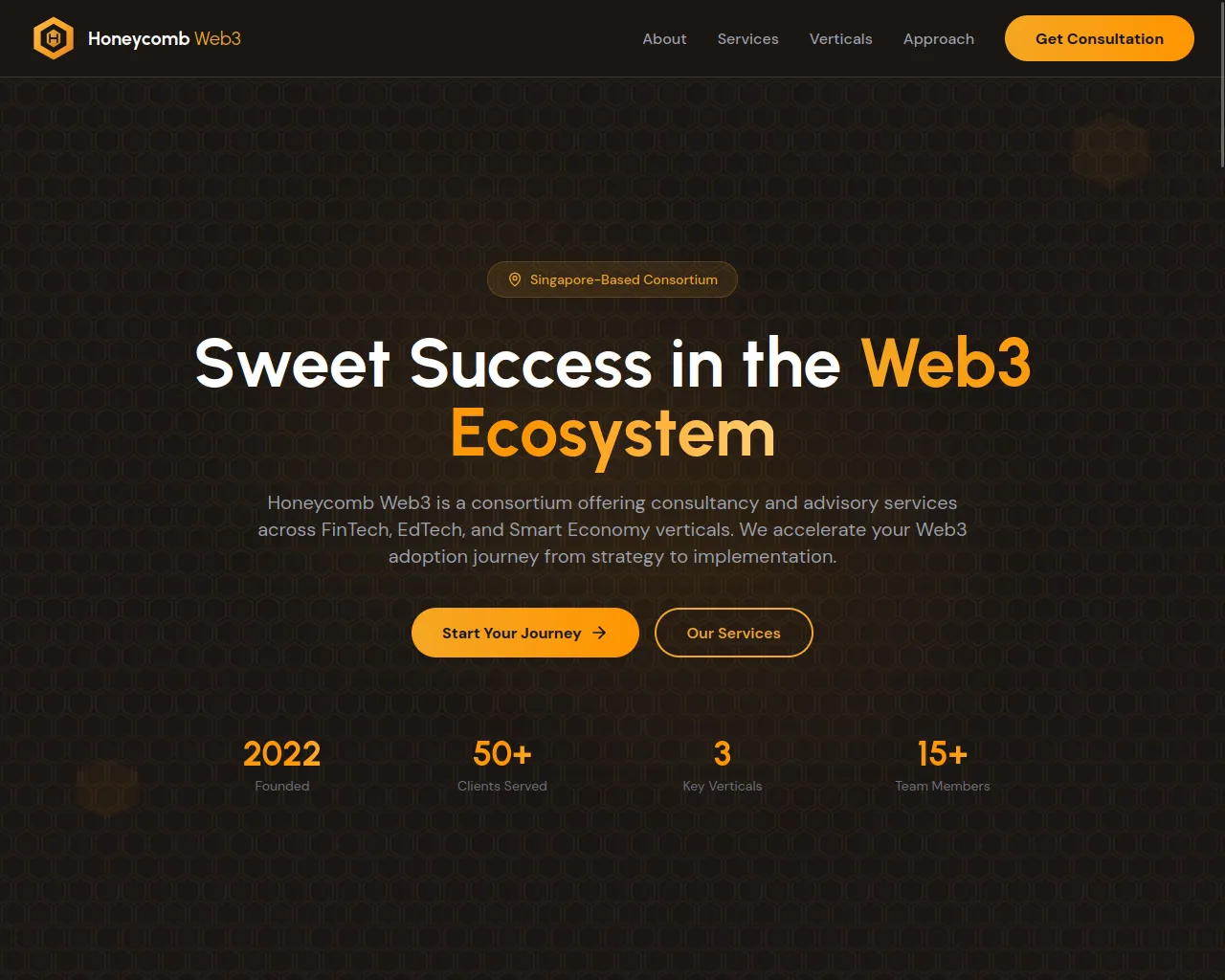 Screenshot of honeycomb-web3.com