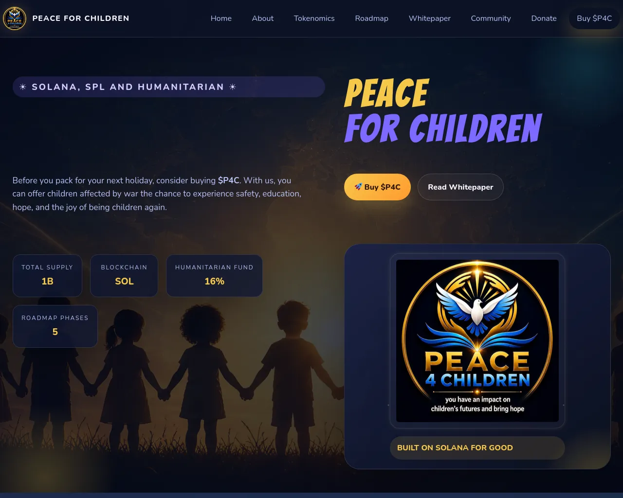 Screenshot of peace4children.com