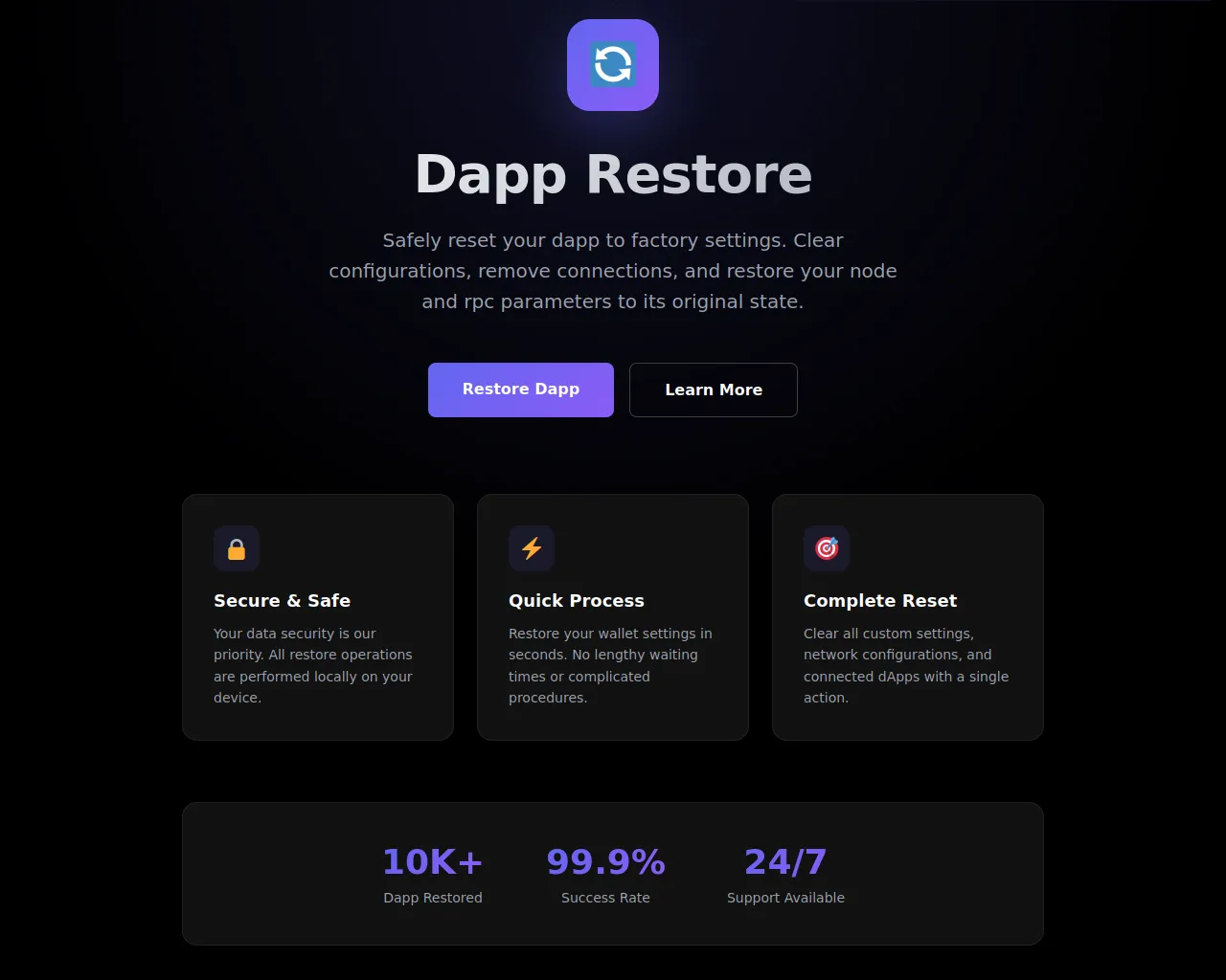 Screenshot of dapp-restore-panel.com