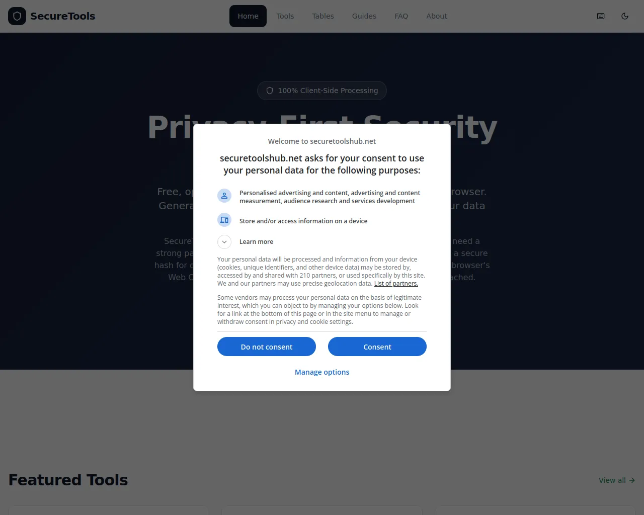 Screenshot of securetoolshub.net