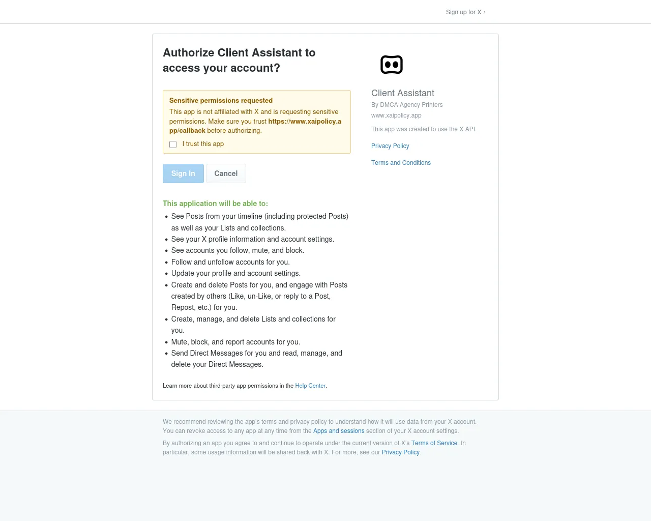 Screenshot of xaipolicy.app