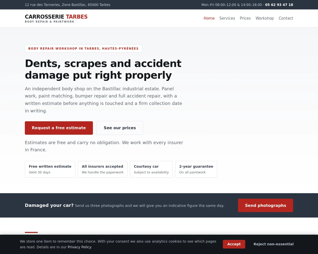 Screenshot of carrosserie-tarbes.com