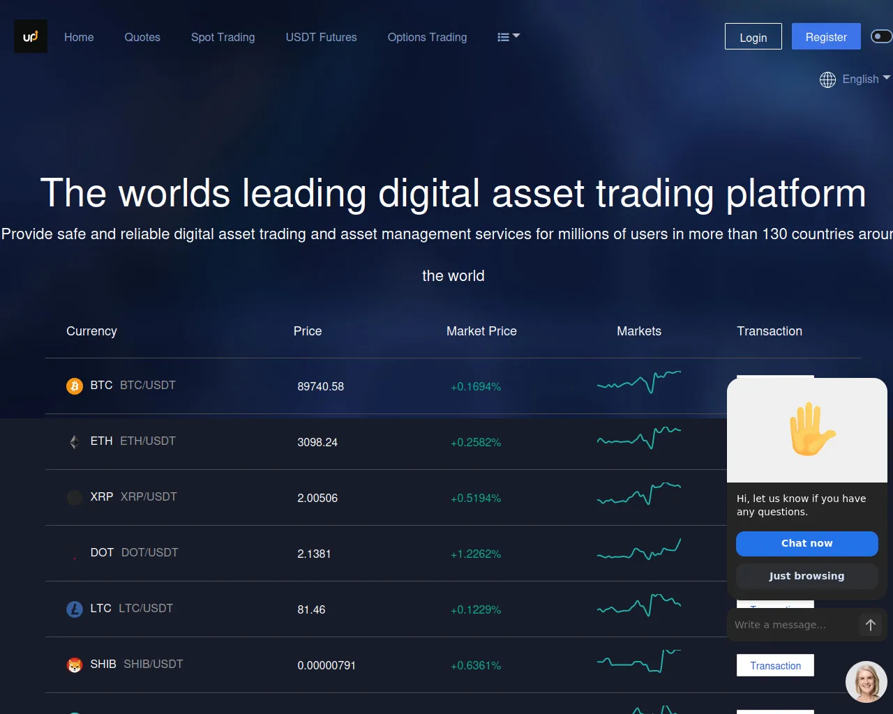 Screenshot of upbytetrade.com