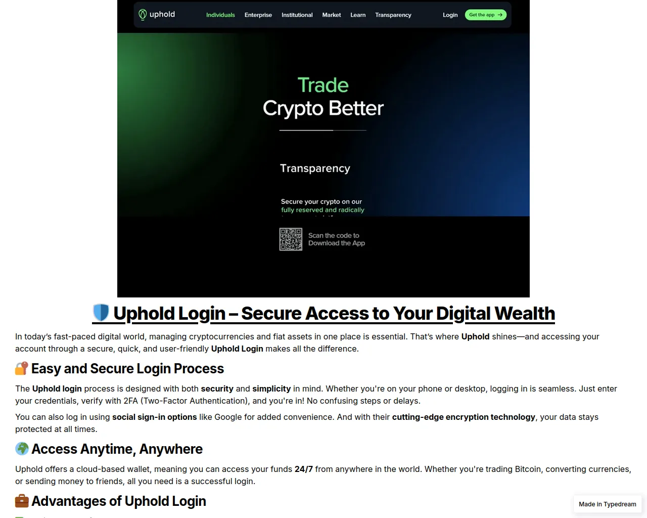 Screenshot of auth-uphold-x-cdn.typedream.app