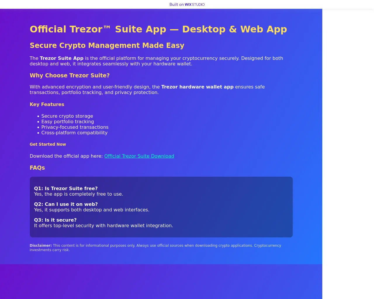 Screenshot of homepage-suiteapp.wixstudio.com