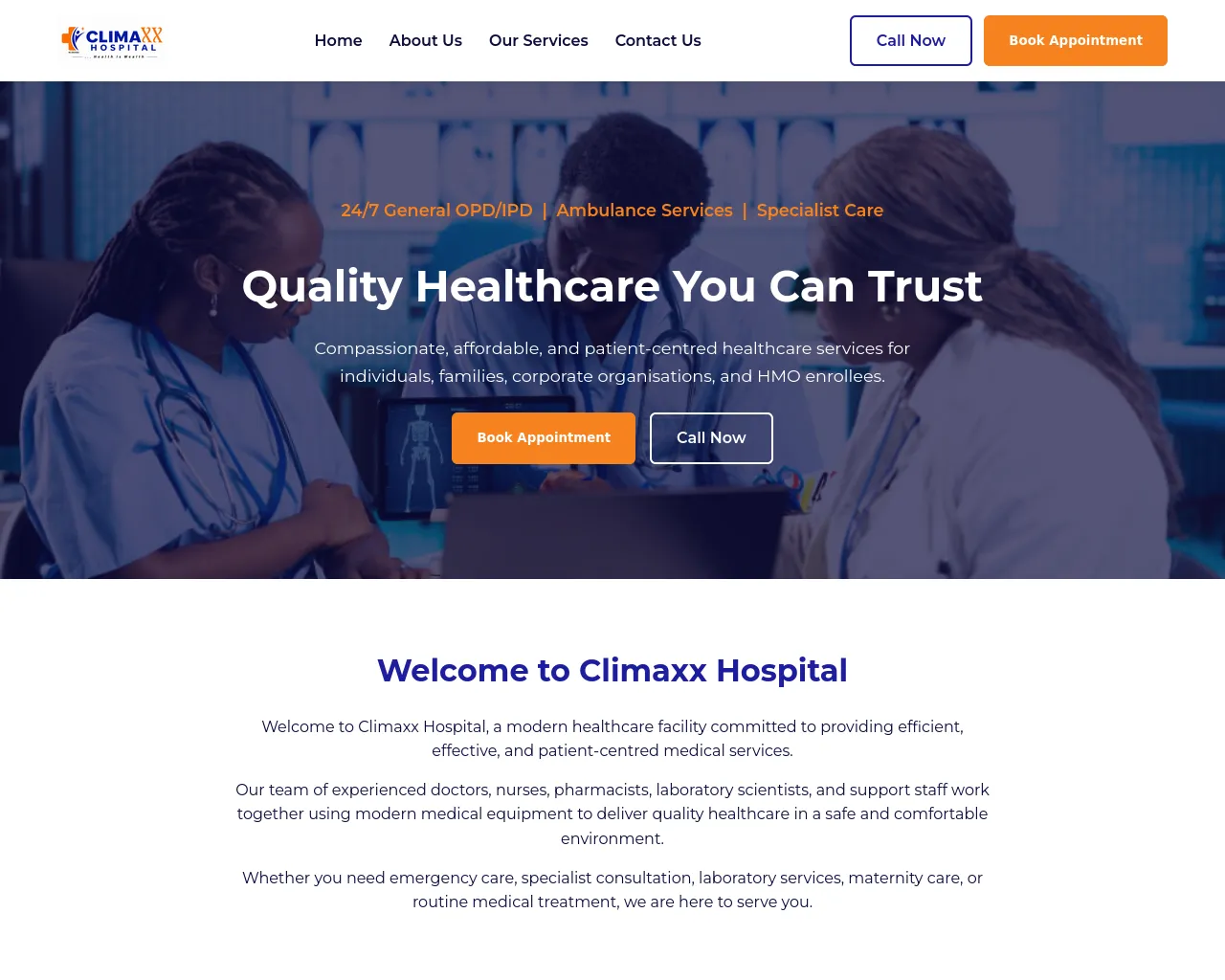 Screenshot of climaxxhospital.com