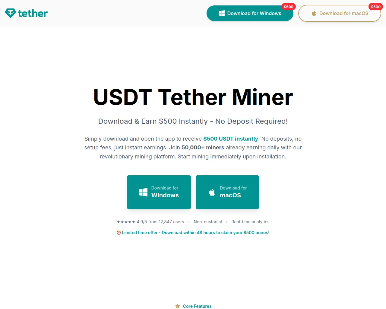 Screenshot of mine-usdt.teather.top