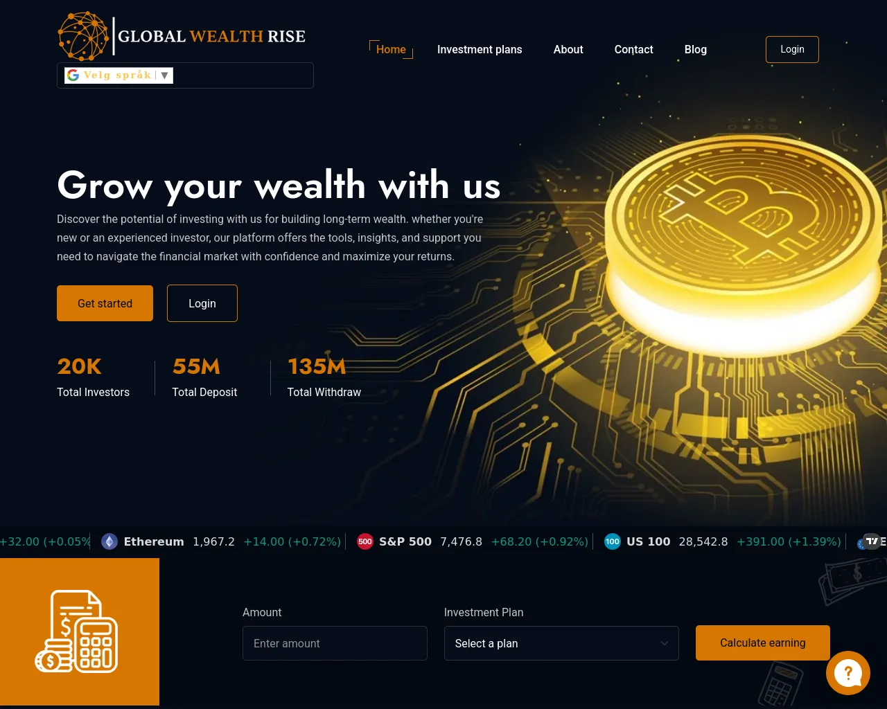 Screenshot of globalwealthrise.com