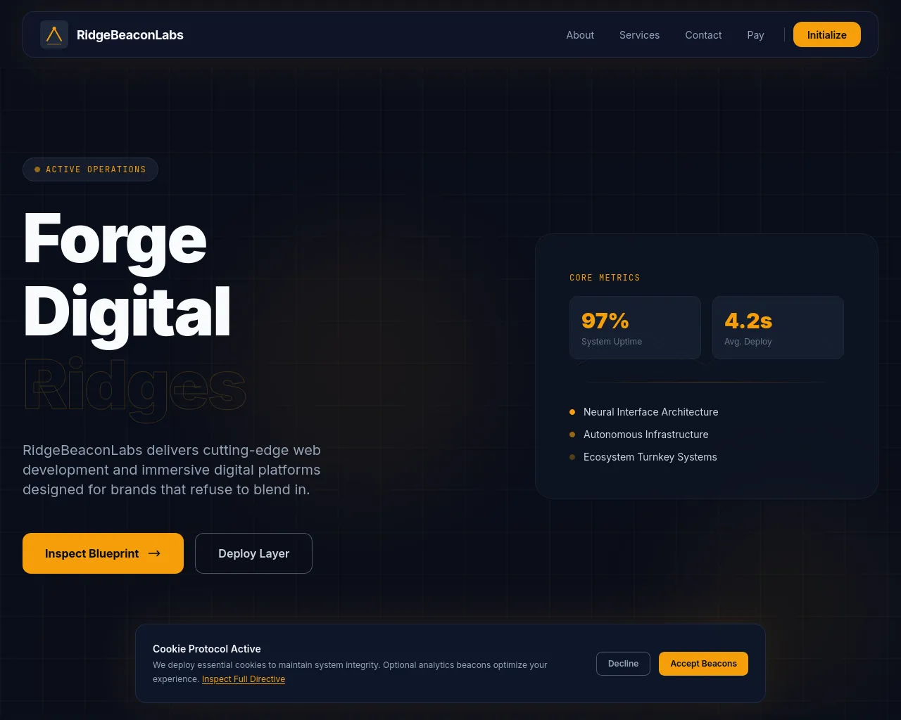 Screenshot of ridgebeaconlabs.com