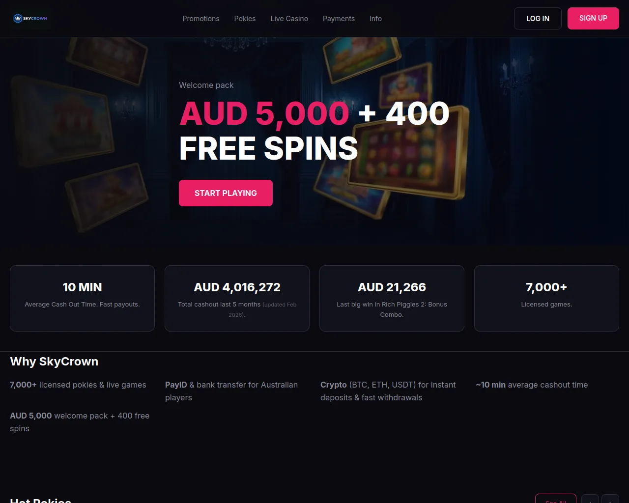 Screenshot of skycrowns-casino.net