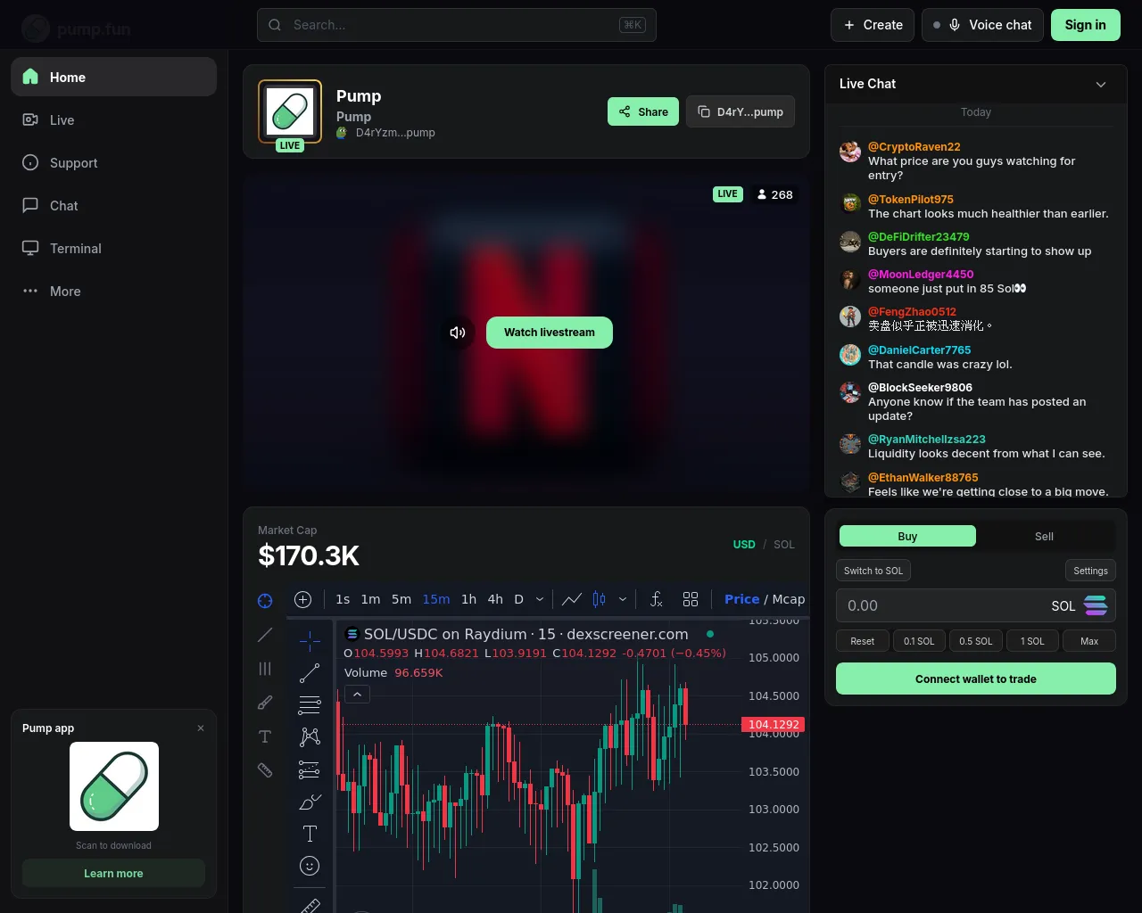 Screenshot of solstreaminglive.xyz