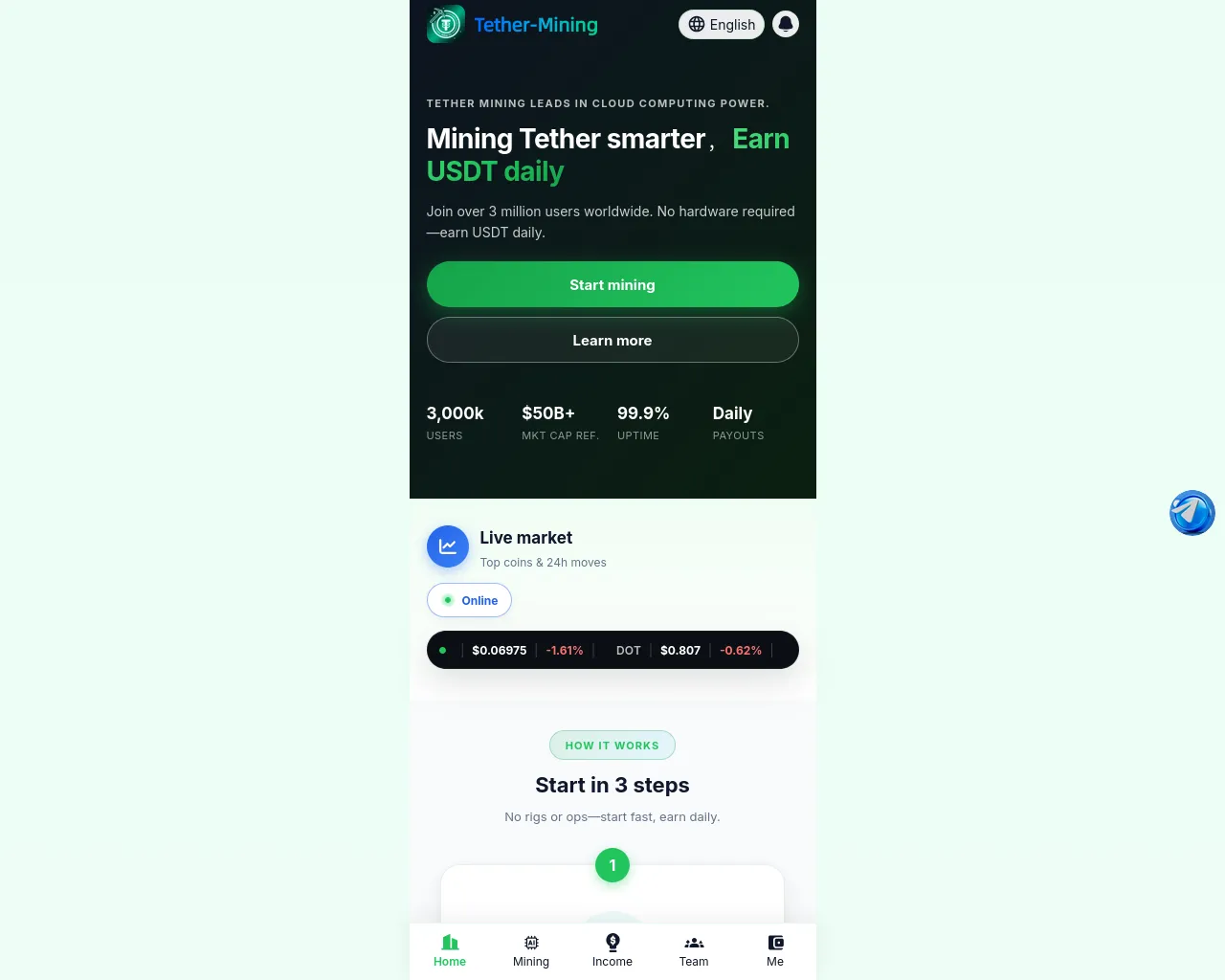 Screenshot of tether-mining.cc
