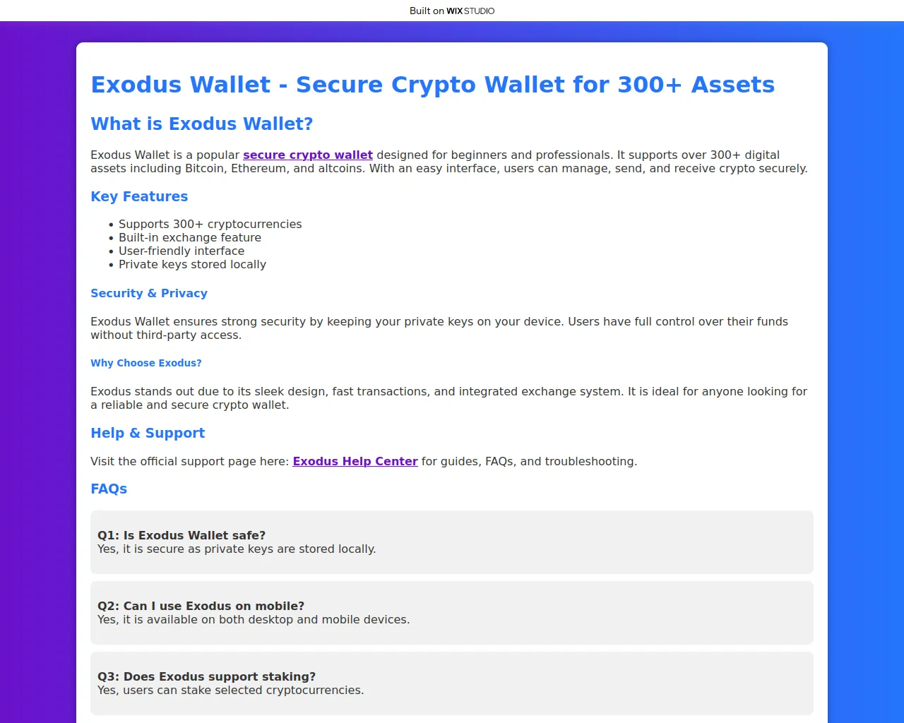 Screenshot of exod-us-org.wixstudio.com