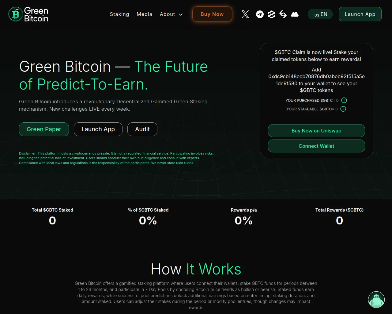 Screenshot of greenbitcoin.xyz