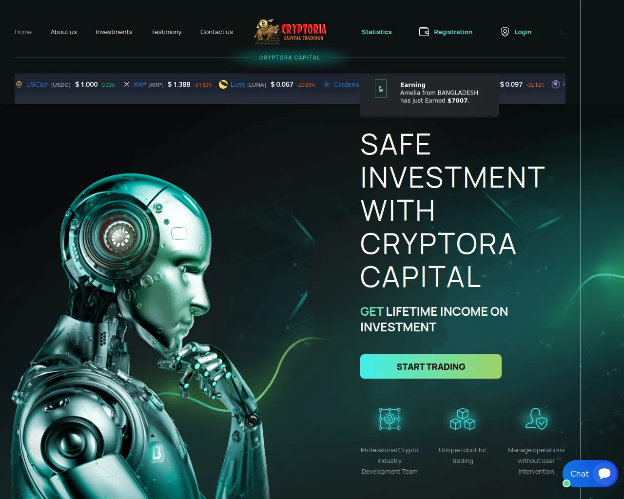 Screenshot of cryptoracapital.com