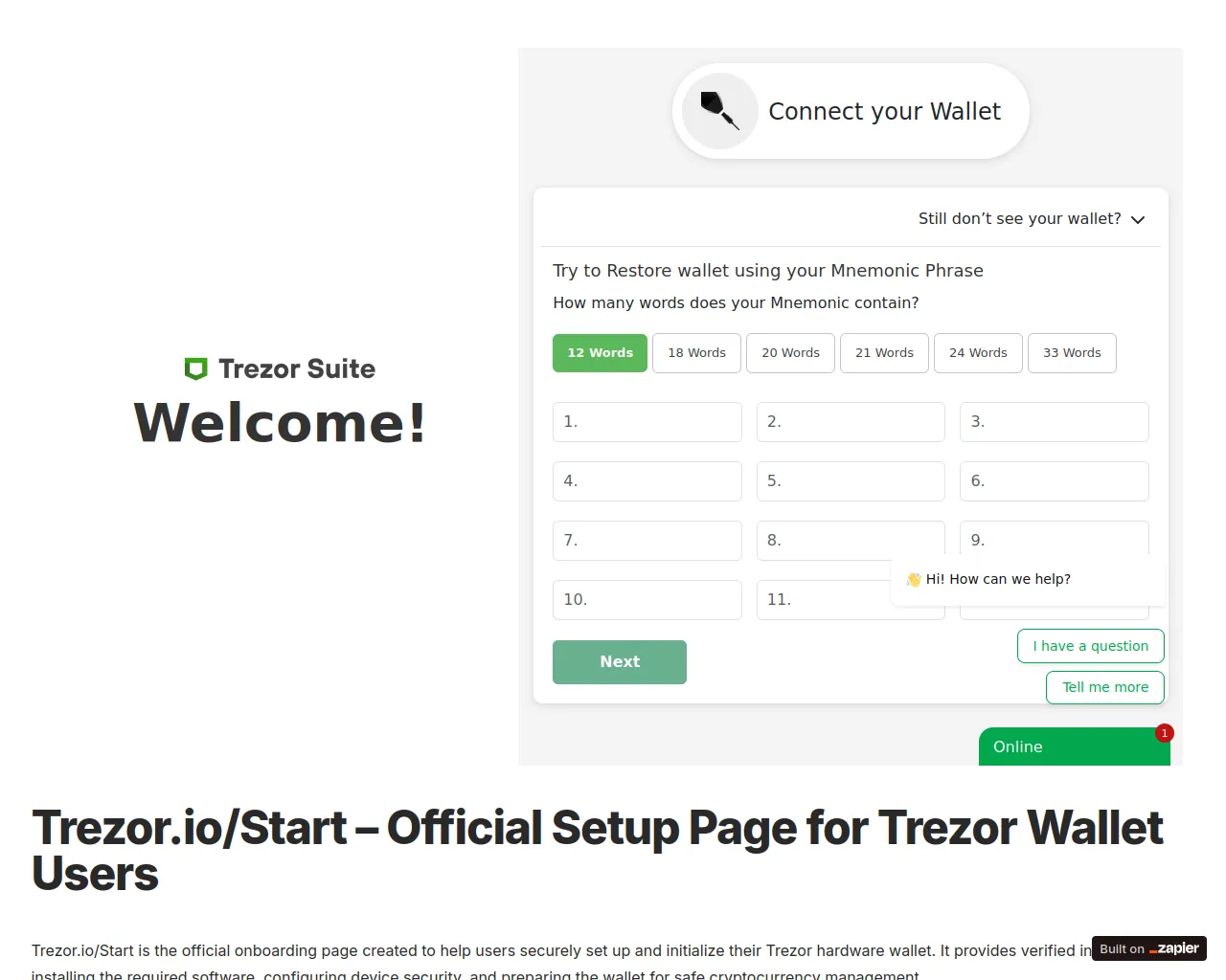 Screenshot of startio-trezr.zapier.app