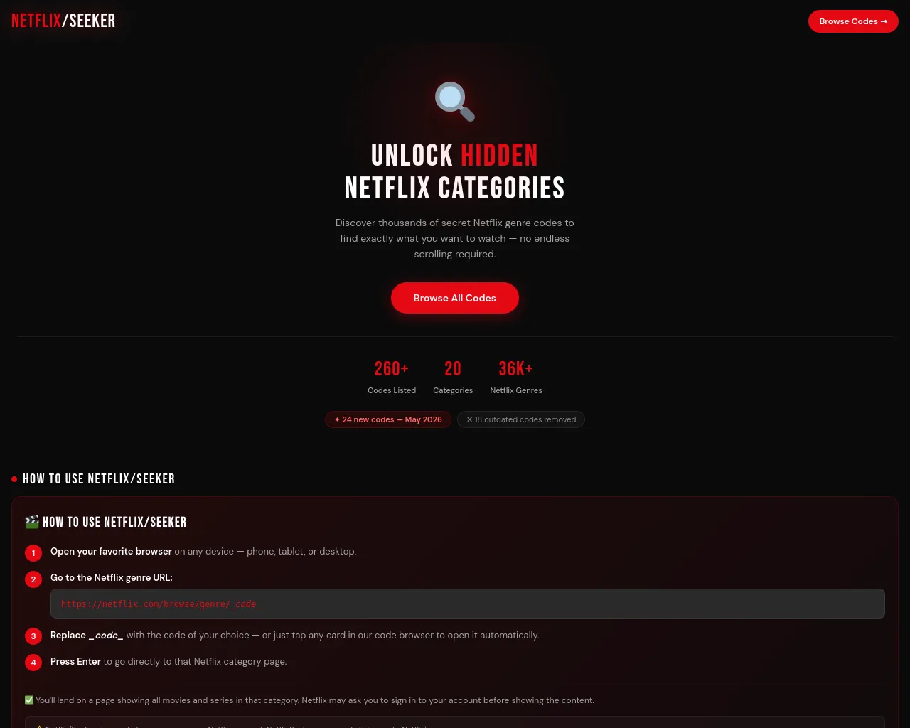 Screenshot of netflixseeker.com