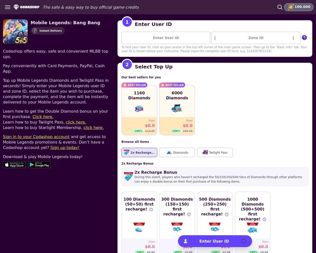 Screenshot of newspeciallshopp.topup-diamonds.com