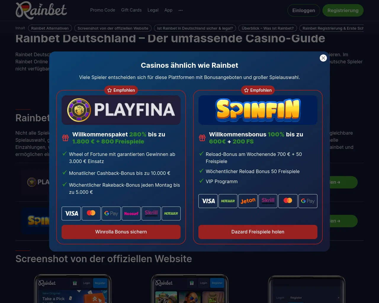 Screenshot of rainbetonline.co