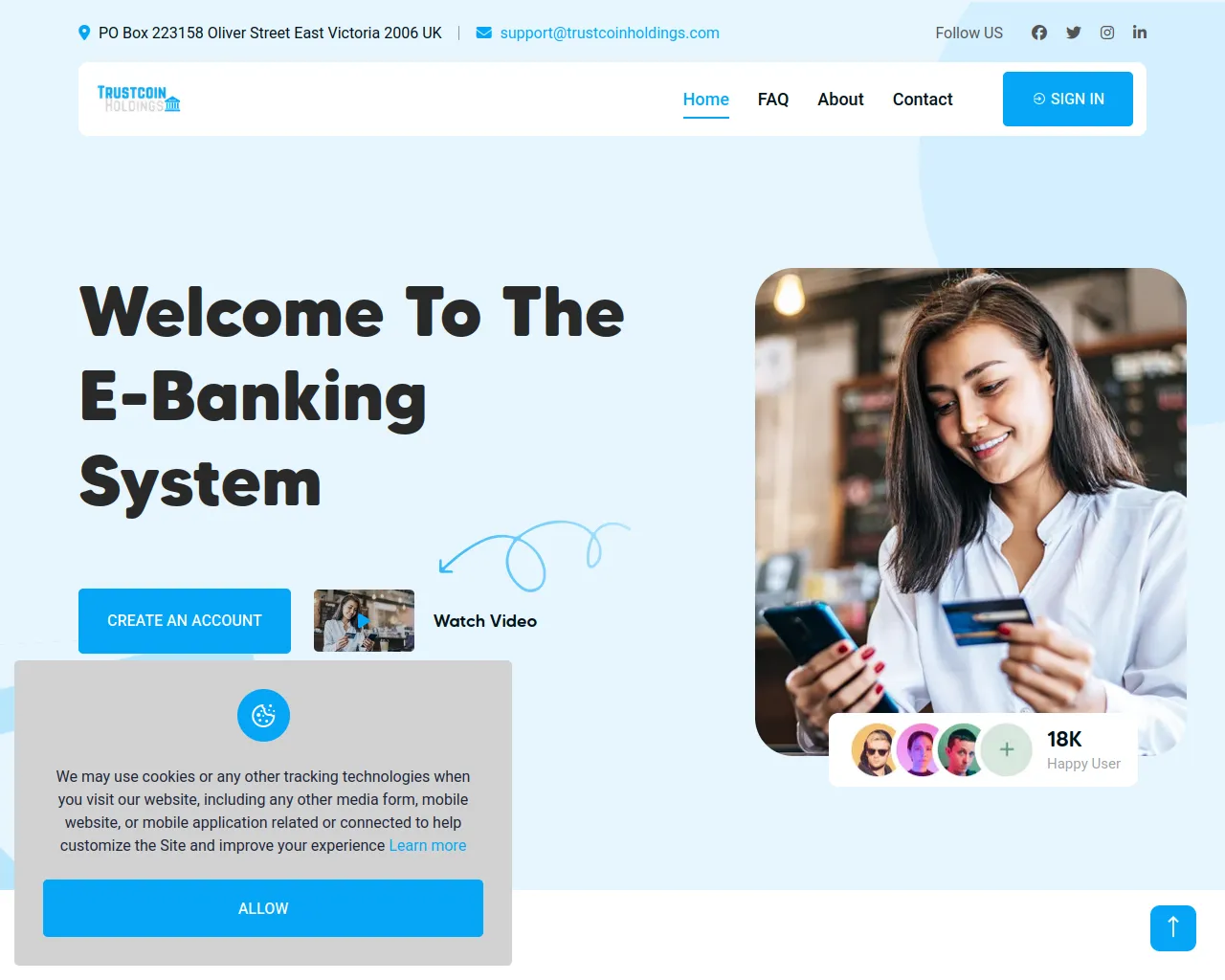Screenshot of trustcoinholdings.com