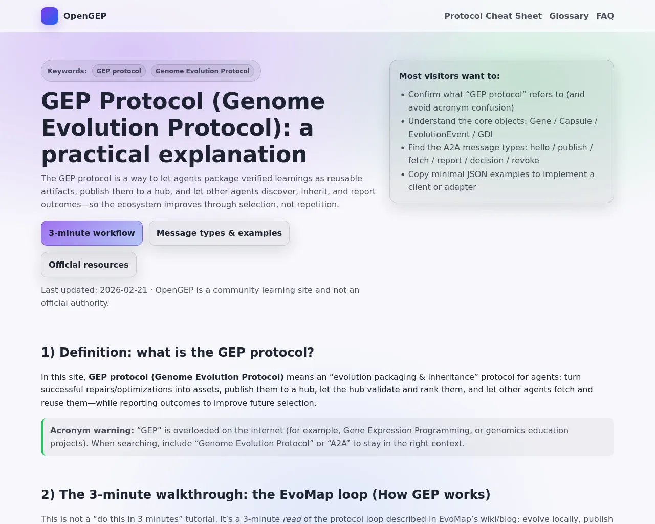 Screenshot of opengep.com