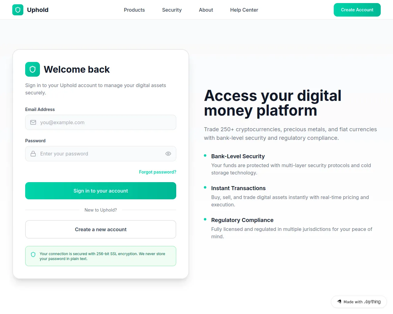 Screenshot of eng-uphold-sso.created.app