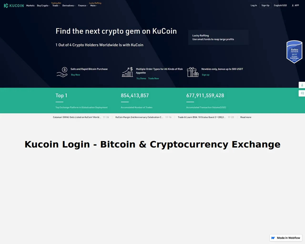 Screenshot of kucoinelogin.webflow.io