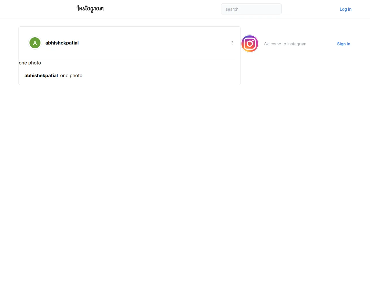 Screenshot of instaclone-ecru.vercel.app