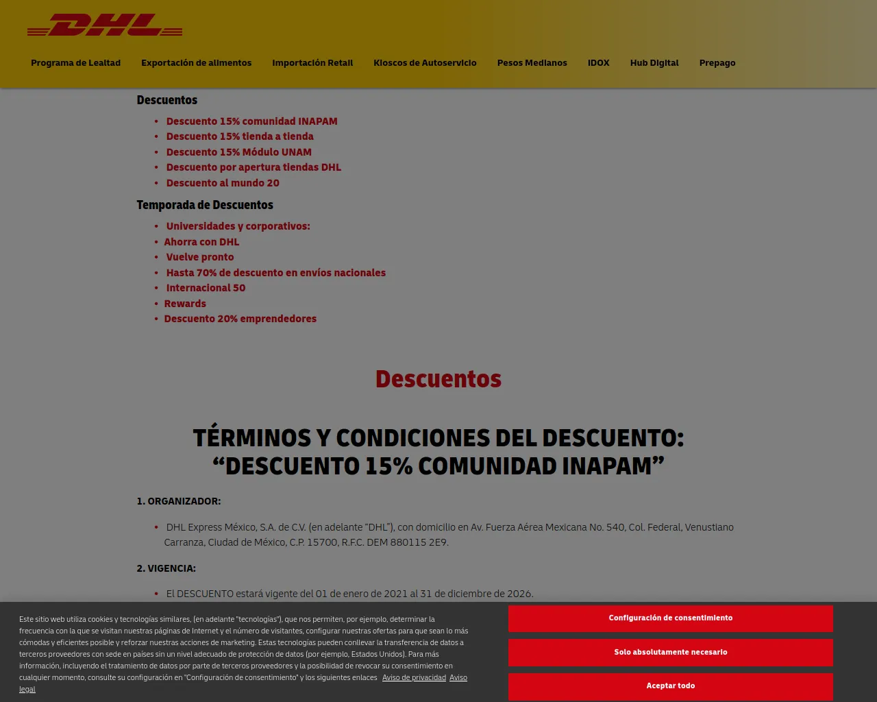 Screenshot of dhlproductosyservicios.com