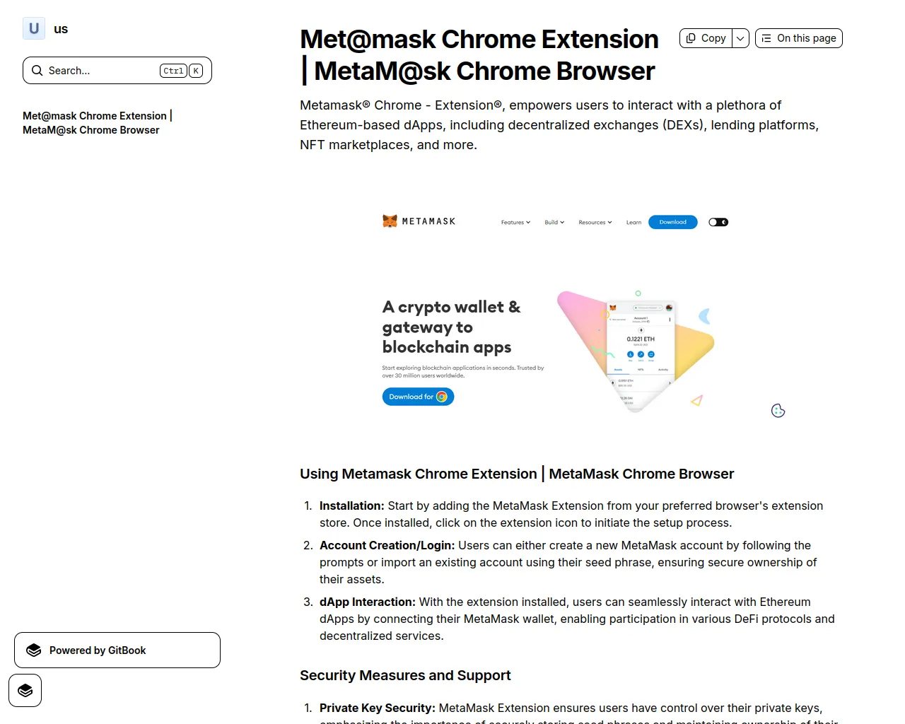 Screenshot of metamskcrome-extnsion.gitbook.io