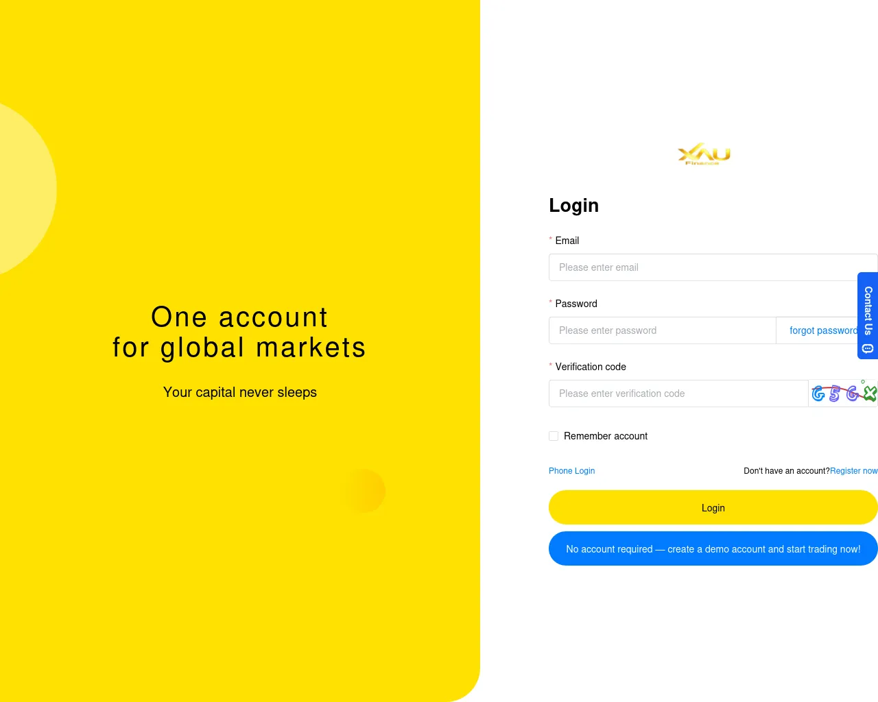 Screenshot of user.financexaufx.com