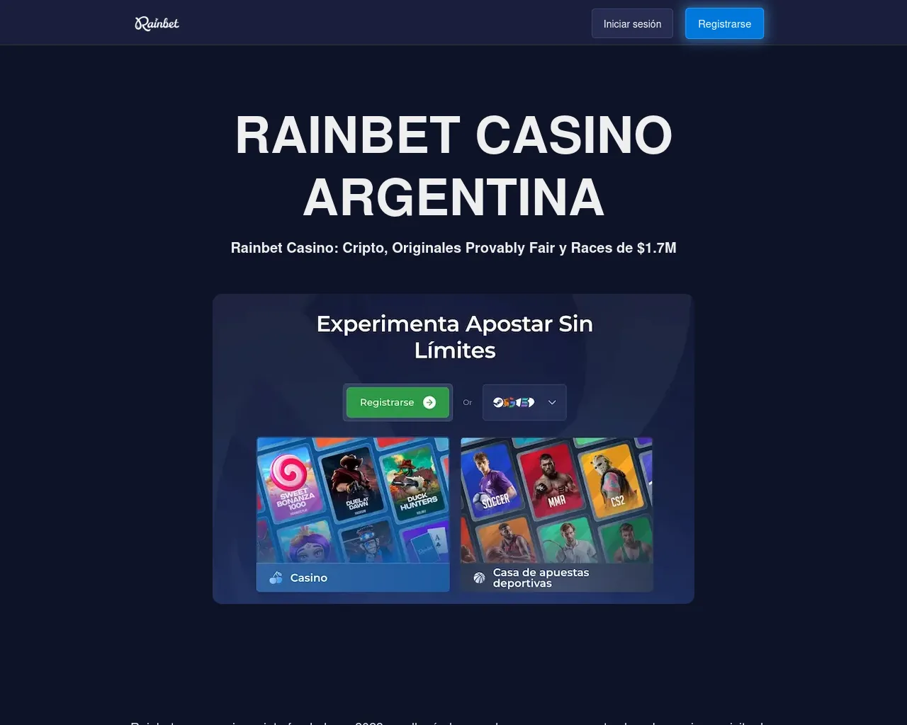Screenshot of rainbet-ar.com