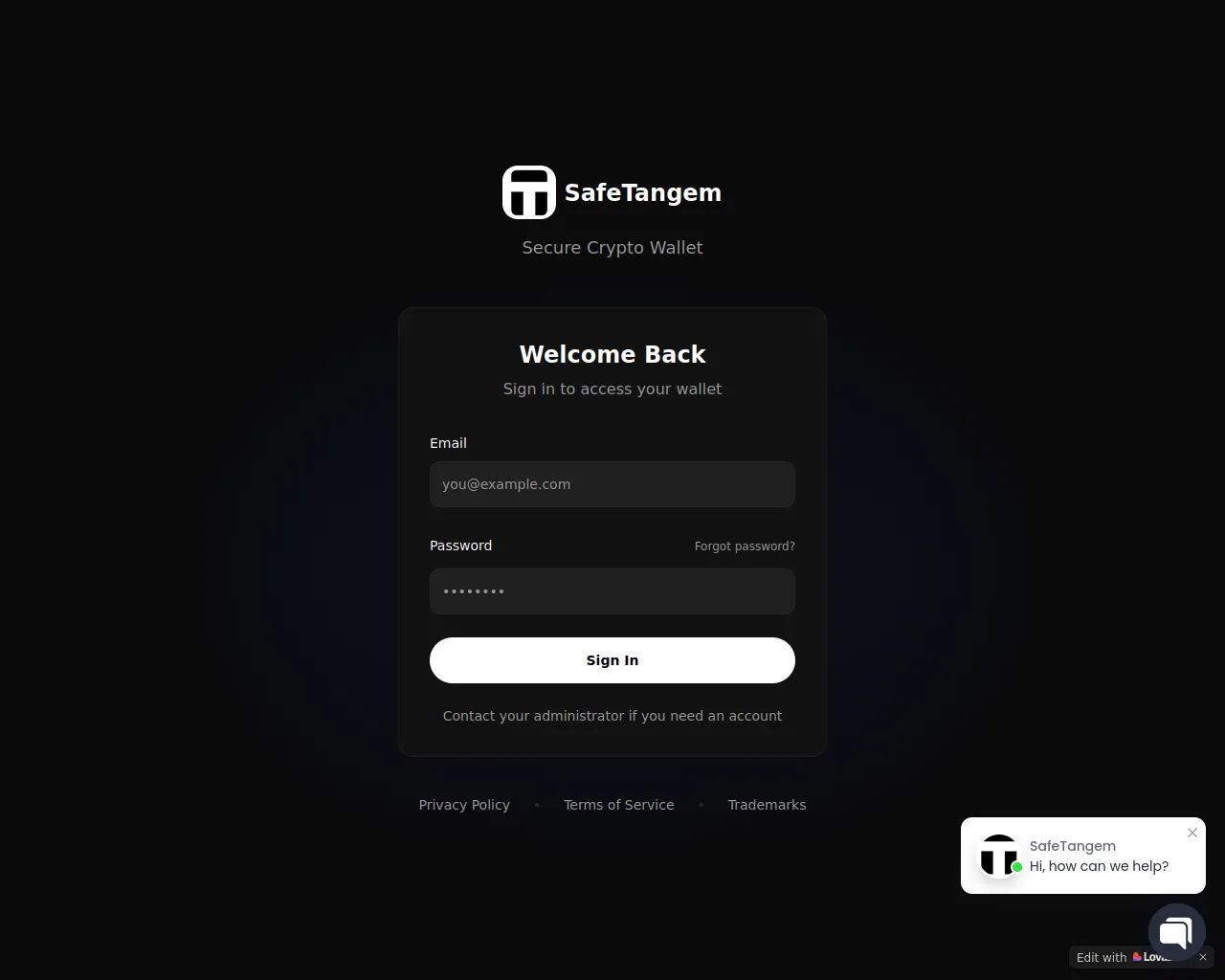 Screenshot of safetangem.app