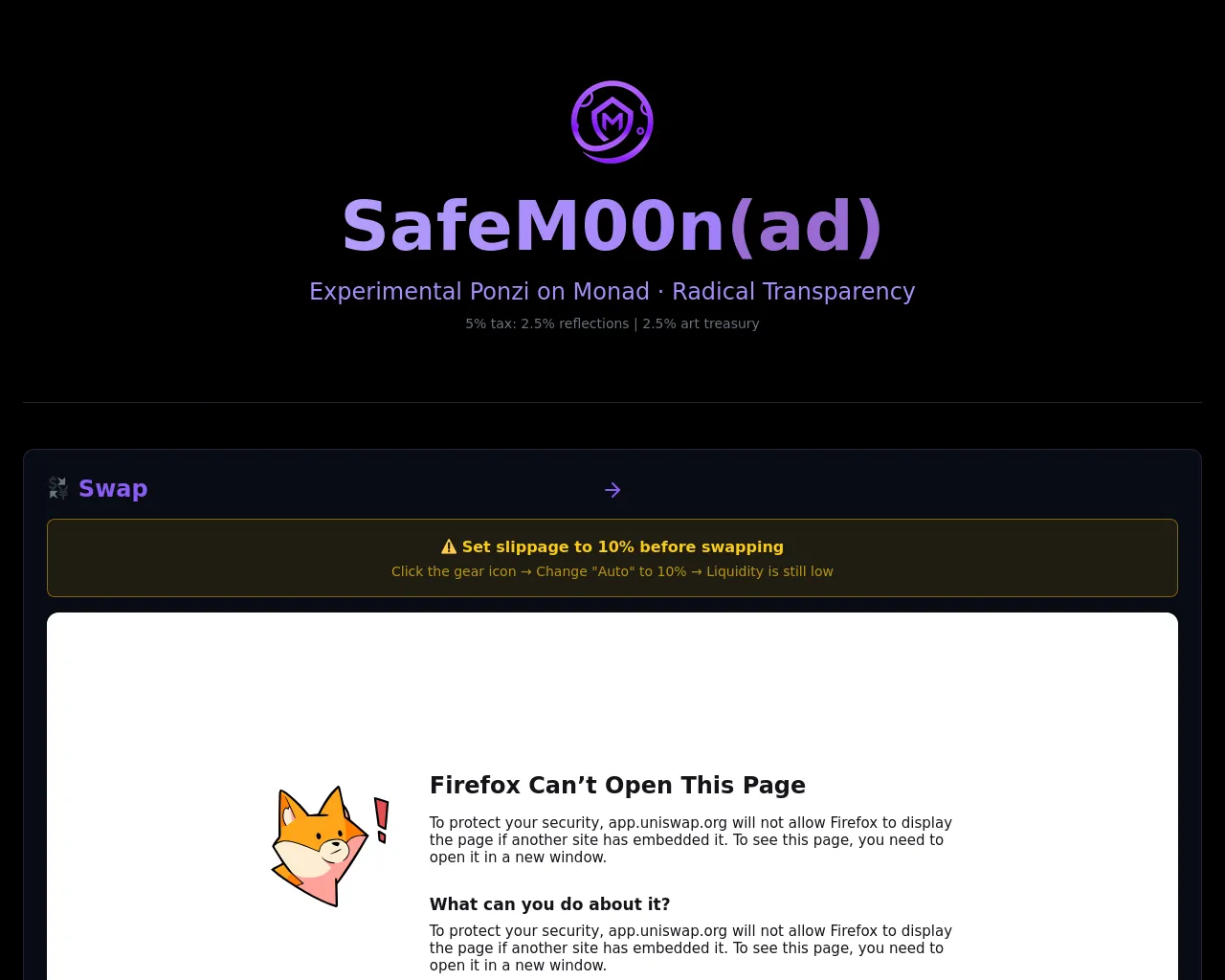 Screenshot of safem00n.xyz