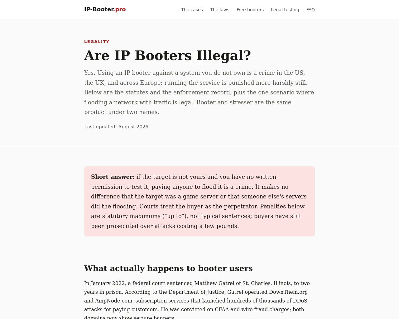 Screenshot of ip-booter.pro