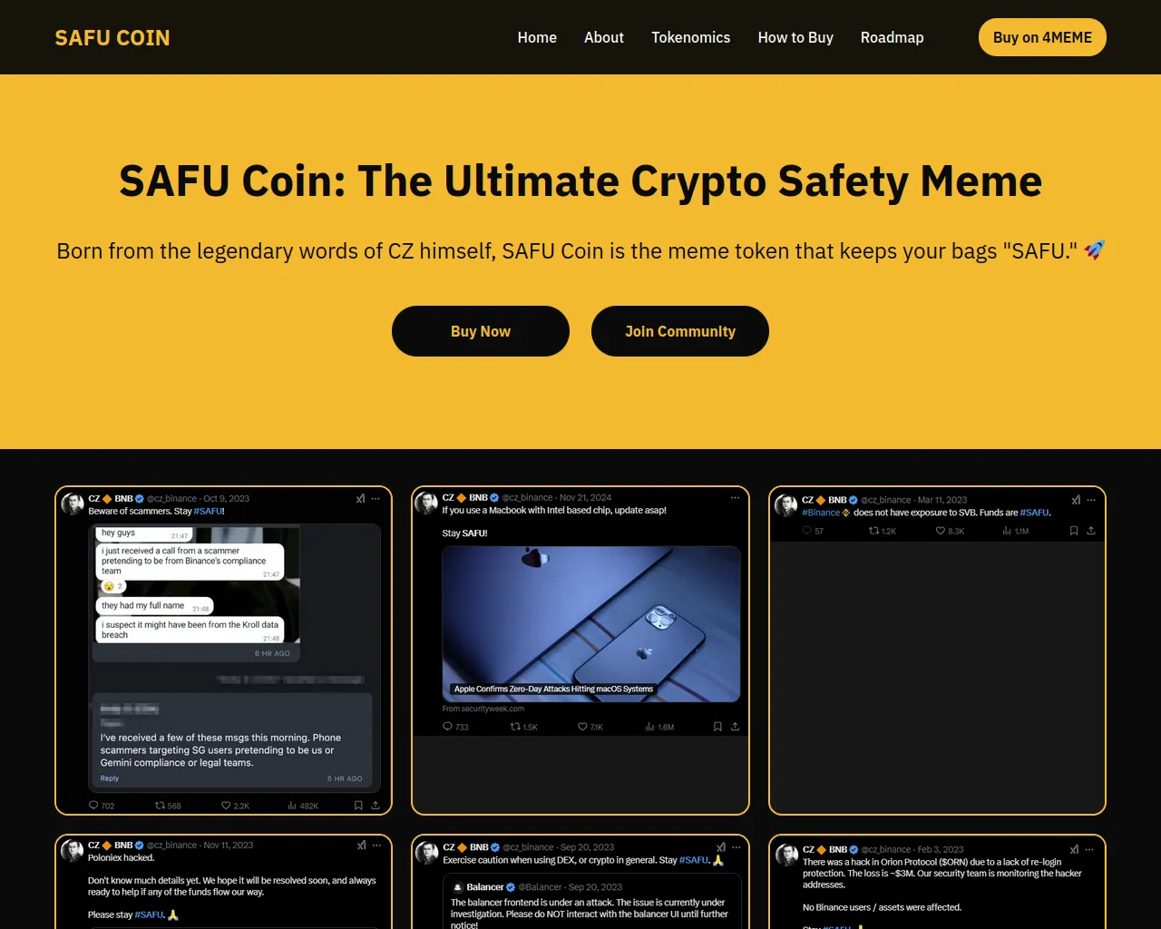 Screenshot of safucoinbnb.meme