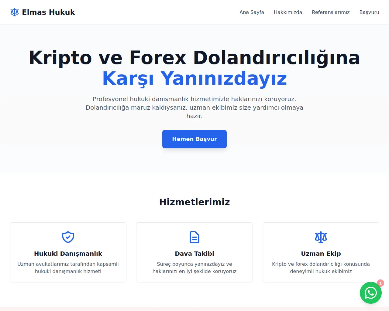 Screenshot of elmas-hukuk.com