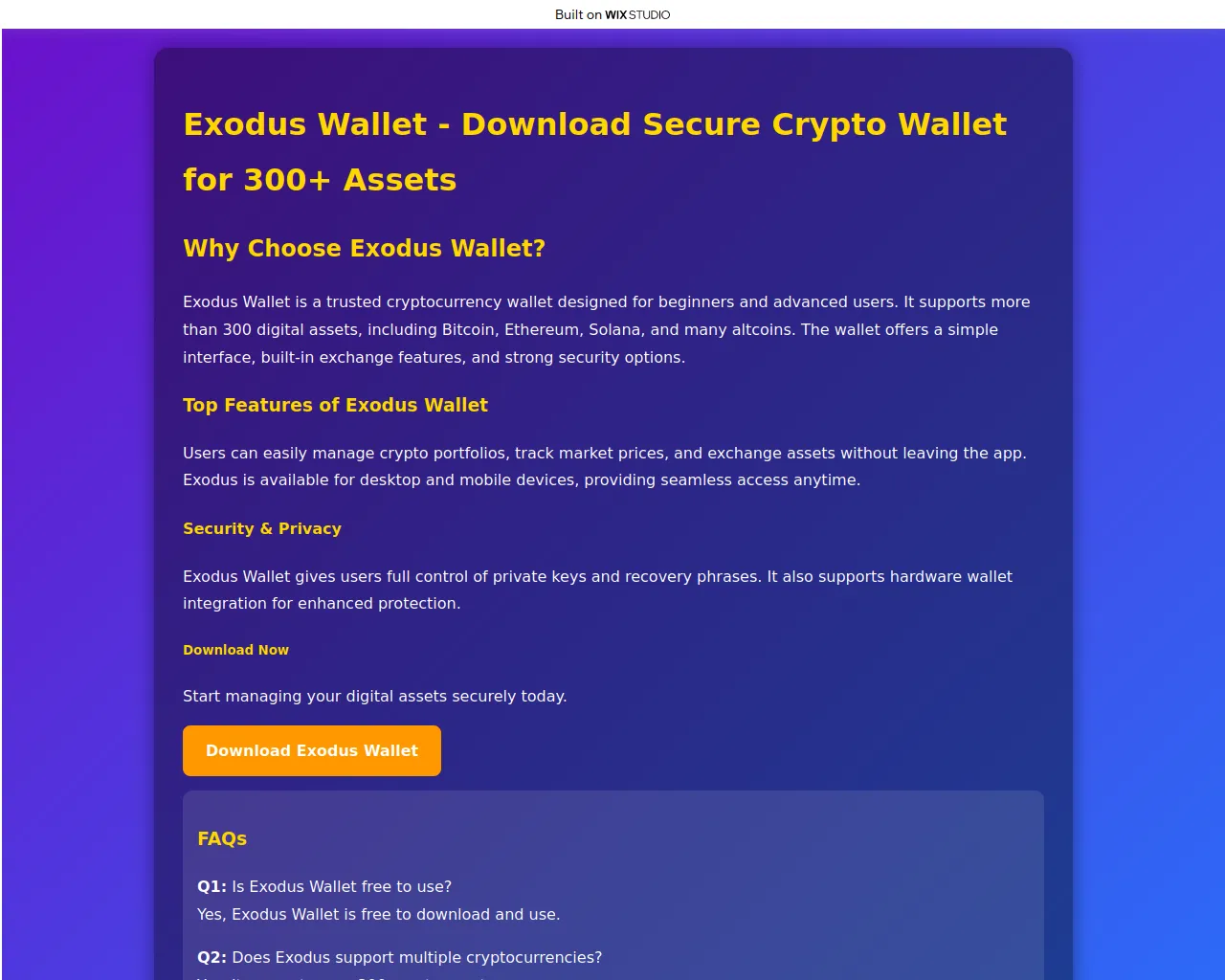 Screenshot of homeexoduss.wixstudio.com